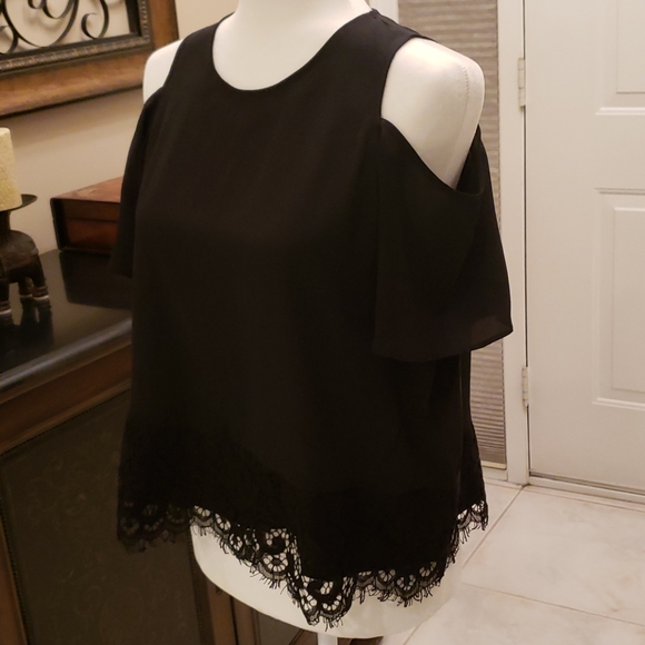 Madewell Black Cold Shoulder Top Size XS - Picture 5 of 8